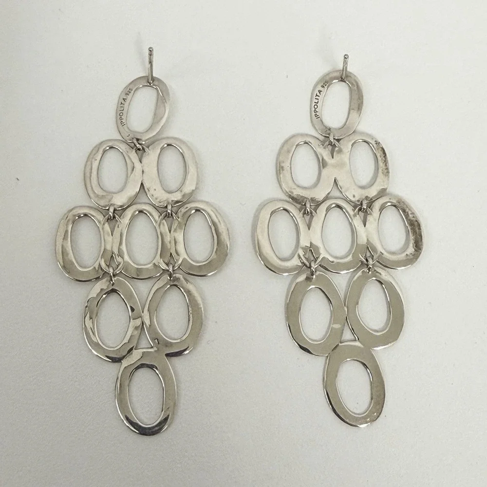 Ippolita Classico Sterling Cascade Earrings Open Oval Shape For Pierced Ears